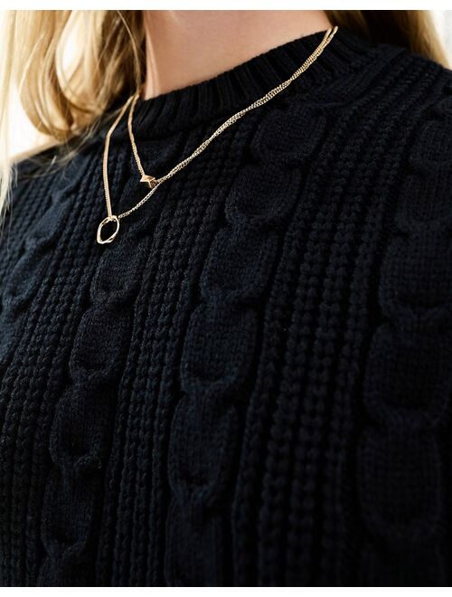 Stradivarius cable knit sleeveless sweater in navy