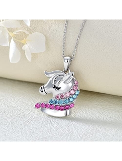 AOBOCO Sterling Silver Horse Pendant Necklace for Girls Daughter Horse Lovers
