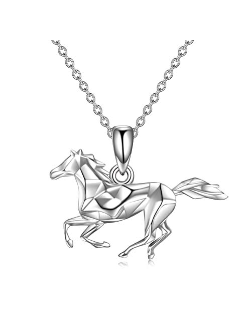 YFN Horse Necklaces for Girls Sterling Silver Horse Pendant Jewelry Gifts for Girls Women 18+2 Inch