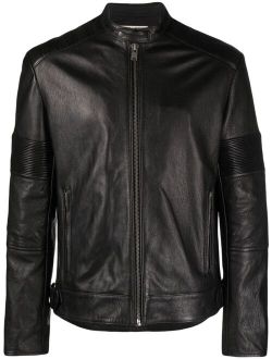 Lean zip-up leather biker jacket
