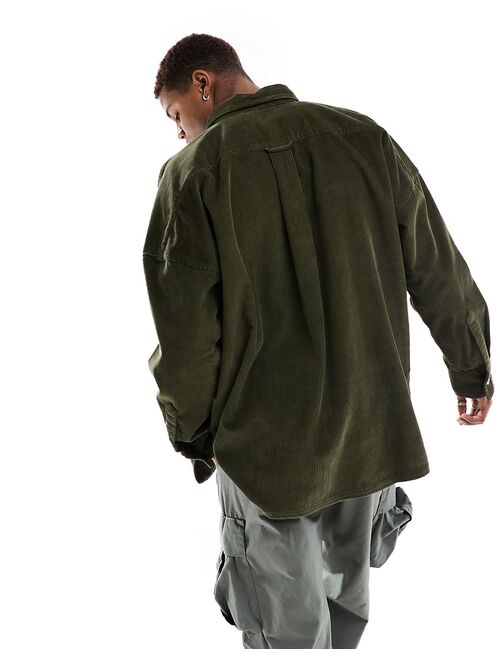 COLLUSION oversized shirt in cord in khaki