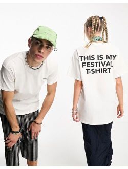Unisex slogan festival print t-shirt in white