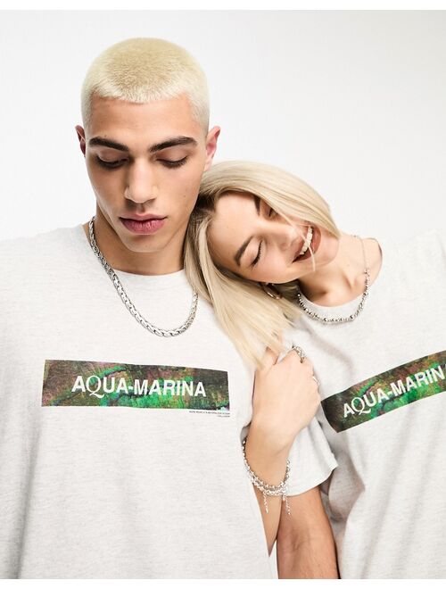 COLLUSION Unisex iridescent photographic printed t-shirt in gray