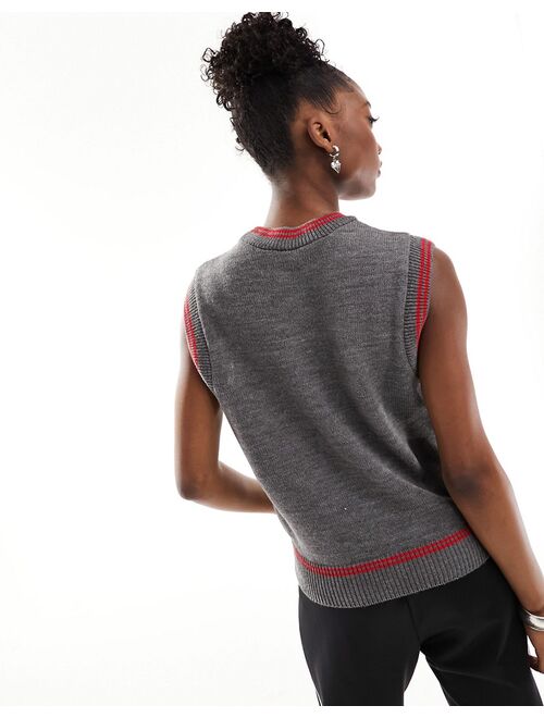 COLLUSION jacquard sleeveless sporty knit tank top in gray