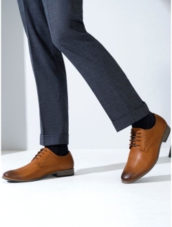 Shein SHOESMALL Men's Oxford Plain Toe Dress Shoes Classic Formal Derby Shoes