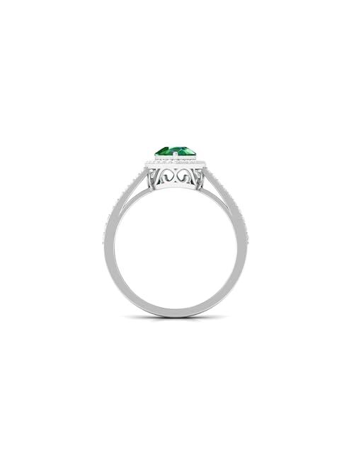 Rosec Jewels Created Emerald Teardrop Solitaire Ring | 6X8 MM Pear Shape | Wedding Engagement Ring for Her