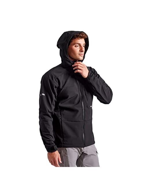 TRUEWERK Men's Insulated Work Jacket - S3 Solution Zip-Up Hoodie, Fleece-Lined, Waterproof Tactical Coat with 4-Way Stretch
