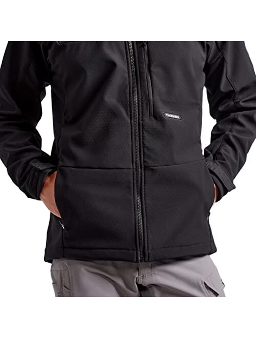 TRUEWERK Men's Insulated Work Jacket - S3 Solution Zip-Up Hoodie, Fleece-Lined, Waterproof Tactical Coat with 4-Way Stretch