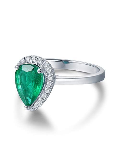 Ayoiow 18K Gold Band Vintage with Created Emerald 1ct Teardrop Wedding Bands for Lover