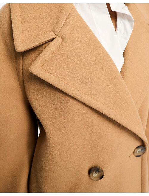 River Island oversized double breasted slouch coat in light brown