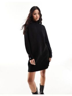 cozy mini knit sweater dress in black