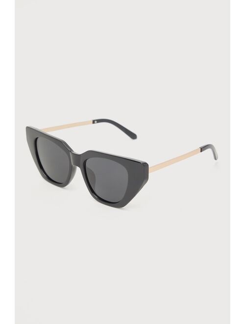 I-SEA Sienna Black Oversized Cat-Eye Sunglasses