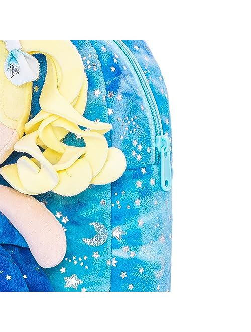 Gloveleya Kids Backpack Toddler Backpack Soft Plush Flower Fairy Girls Doll Backpack Green 9"