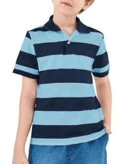 Haloumoning Boys Striped Polo Shirt Kids Summer Casual School Uniform T Shirts Tops 5-14 Years