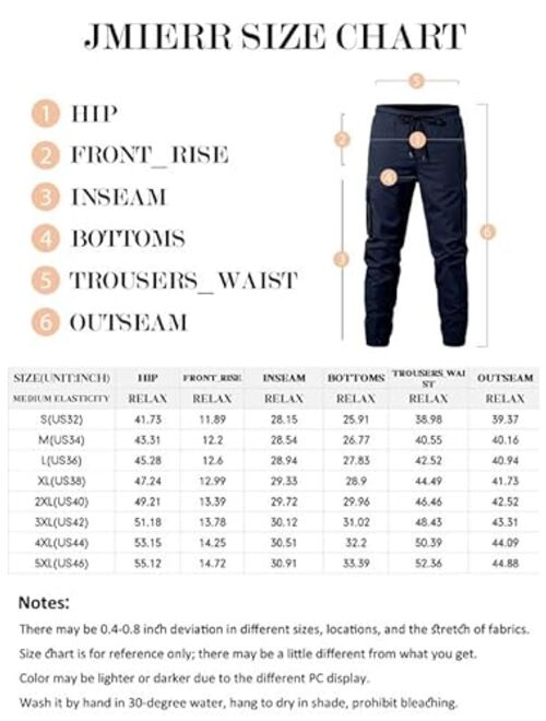 JMIERR Mens Casual Joggers Pants Stretch Elastic Waist Drawstring Cargo Pants Tapered Sweatpants for Men Multi Pockets