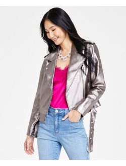 Women's Metallic Moto Jacket, Created for Macy's
