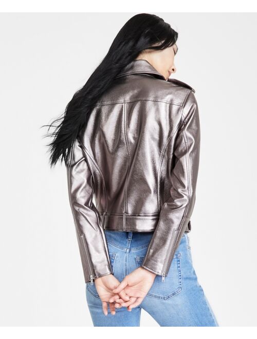 INC International Concepts Women's Metallic Moto Jacket, Created for Macy's
