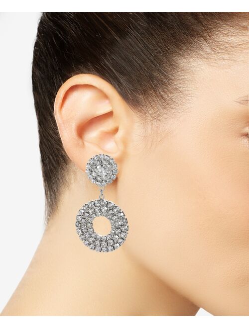 INC International Concepts Silver-Tone Crystal Circle Drop Earrings, Created for Macy's