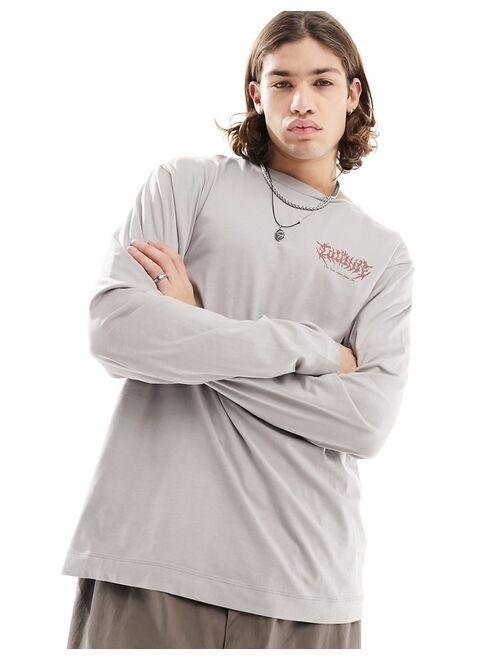 COLLUSION Long sleeve t-shirt in gray with band line up print