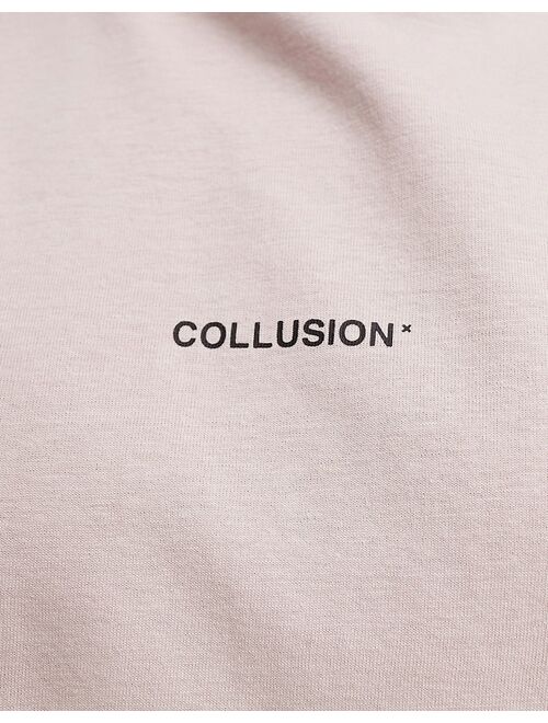 COLLUSION logo print T-shirt in dusty pink