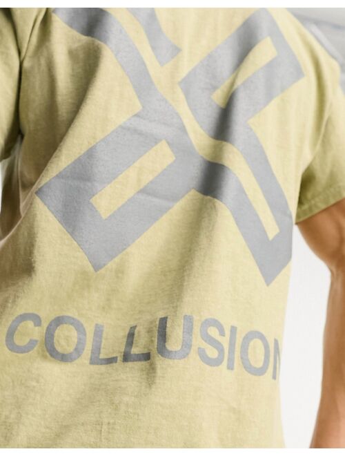 COLLUSION X logo print t-shirt in stone