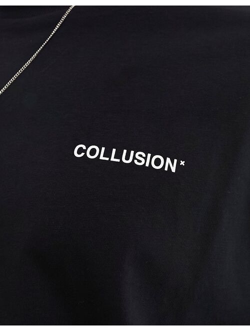 COLLUSION Photographic collage print T-shirt in black