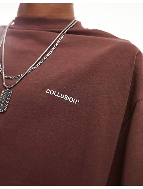 COLLUSION logo T-shirt in brown