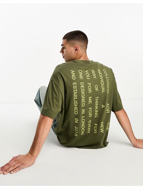 COLLUSION Printed graphic t-shirt in green