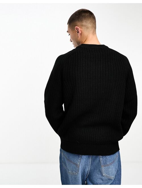 COLLUSION knit crewneck sweater in black