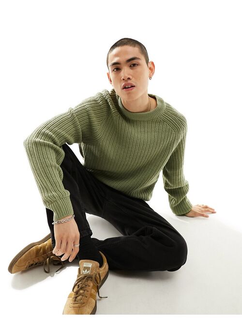 COLLUSION knitted crewneck sweater in light green