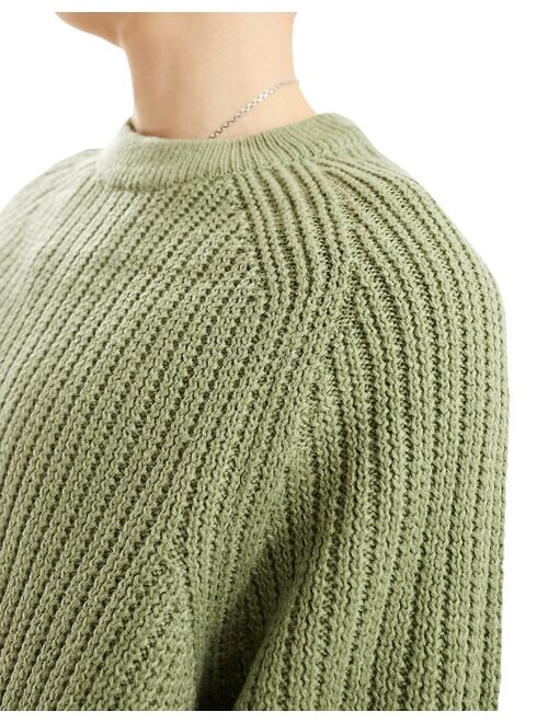 COLLUSION knitted crewneck sweater in light green