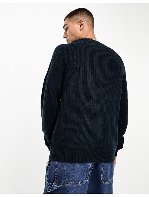 COLLUSION knitted crewneck sweater in navy blue