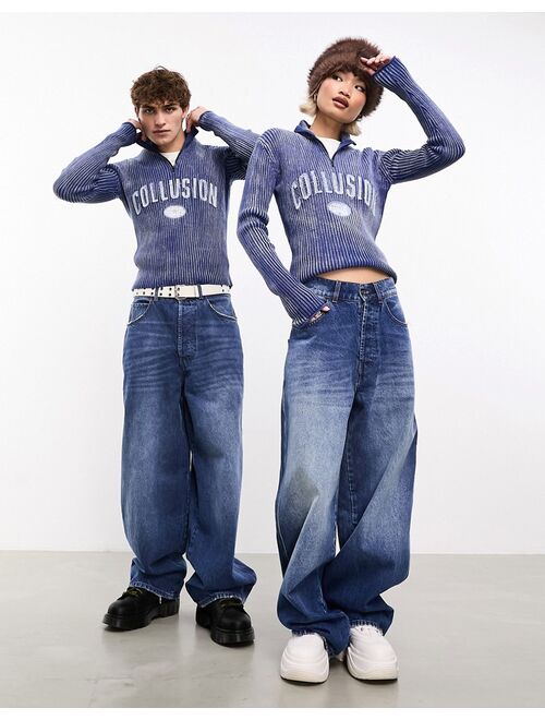 COLLUSION wide leg baggy jeans in dirty wash