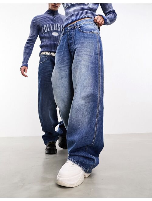 COLLUSION wide leg baggy jeans in dirty wash