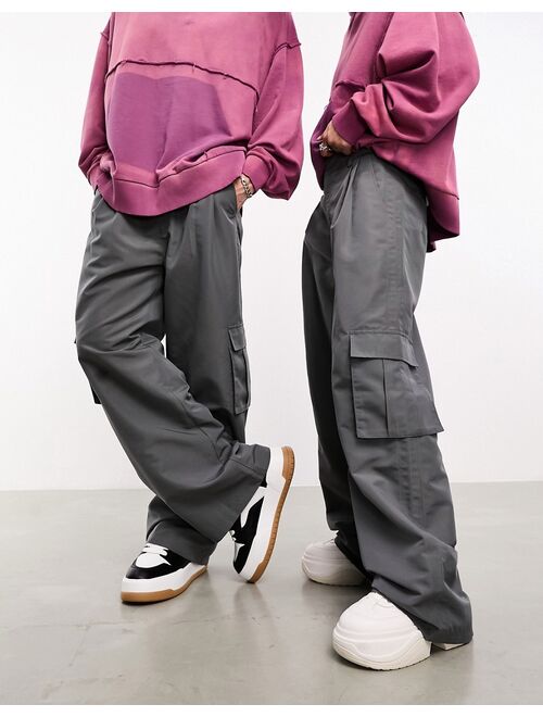 COLLUSION oversized tailored cargo pants in gray