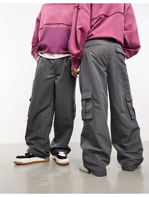 COLLUSION oversized tailored cargo pants in gray