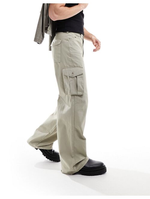 COLLUSION cargo pants in stone