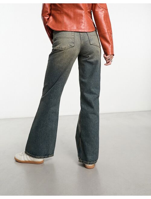 COLLUSION x008 mid rise relaxed flare jeans in dirty wash
