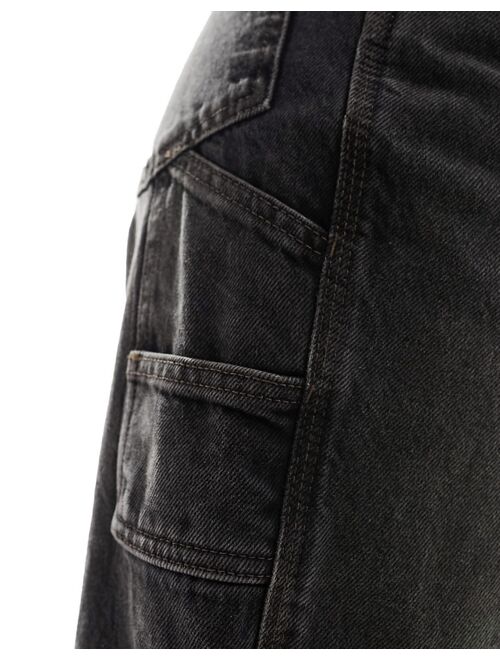 COLLUSION x016 mid rise carpenter jeans in washed black