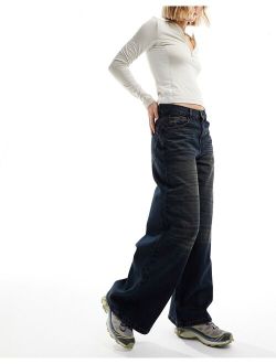 x013 mid rise wide leg jeans in dark wash