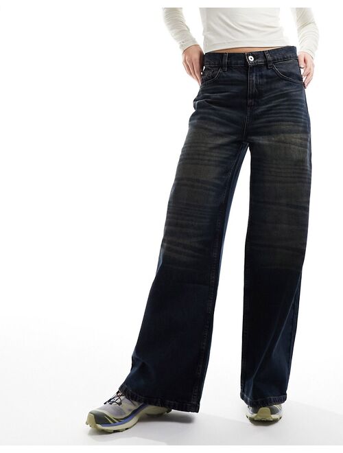 COLLUSION x013 mid rise wide leg jeans in dark wash