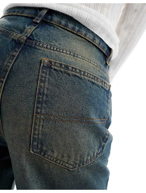 COLLUSION x013 mid rise wide leg jeans in dirty wash