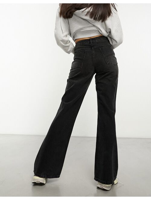 COLLUSION x008 mid rise relaxed flare jeans in washed black