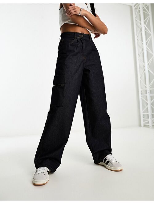 COLLUSION x013 high rise wide leg jeans in rinse wash