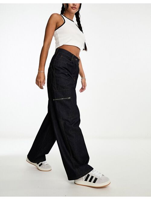 COLLUSION x013 high rise wide leg jeans in rinse wash