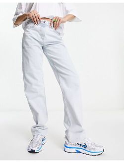 extreme puddle straight leg jeans in light blue