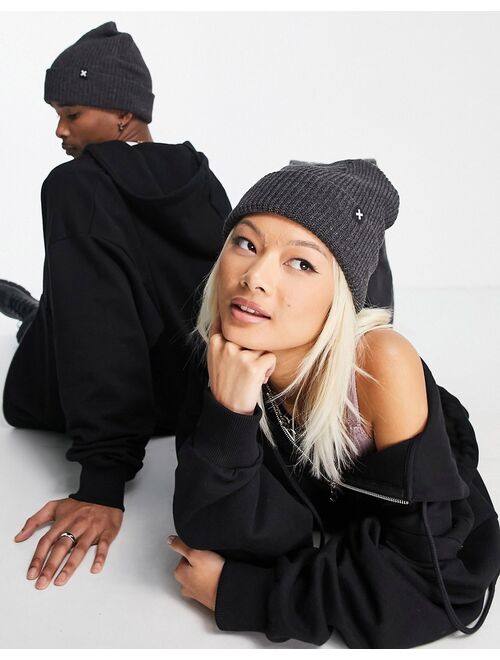 COLLUSION Unisex beanie in charcoal