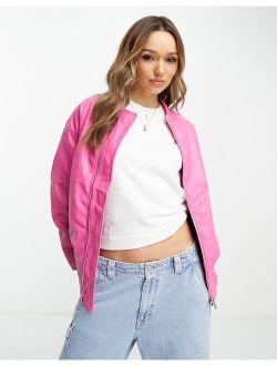 bomber jacket in bright pink