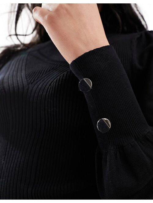 River Island roll neck top in black