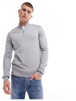 half zip sweater in gray